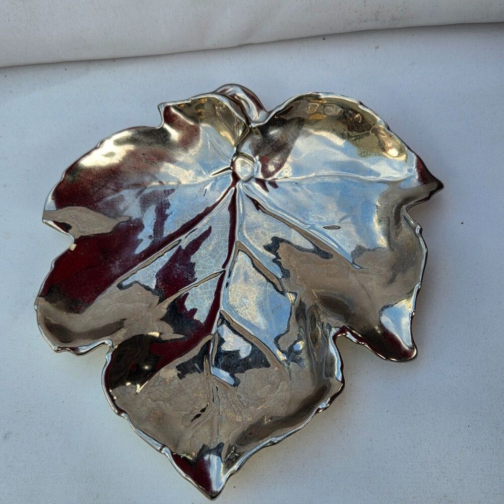 Royal Winton Silver Leaf Trinket Dish Grimwades England Vintage Tableware